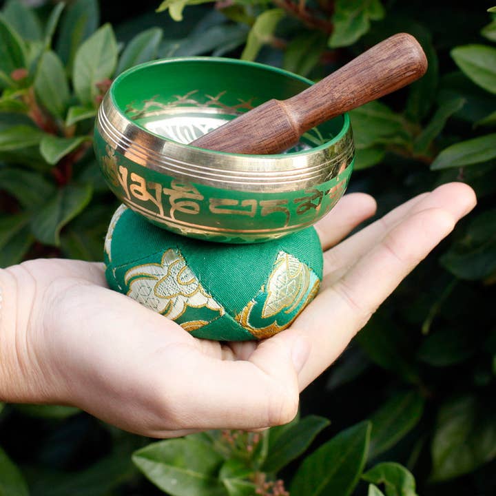 AW Artisan - Wholesale Music Accessory - Tibetan Mini Bowls Gift Set - Green3