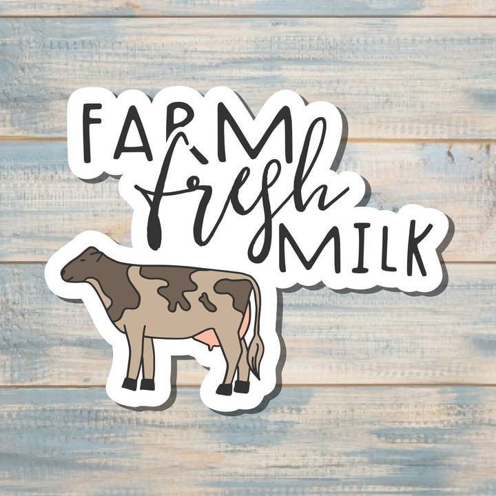 Farm Fresh Milk Cow, Die Cut Vinyl Sticker, , Boho Fun, Water Resistant |Sticker or Magnet for wholesale by Handmade by Marlayna