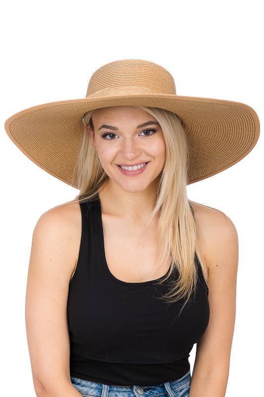 Cap Zone - Wholesale Straw Hat - Women's - Burlap Bow Straw Floppy Sun Hat2