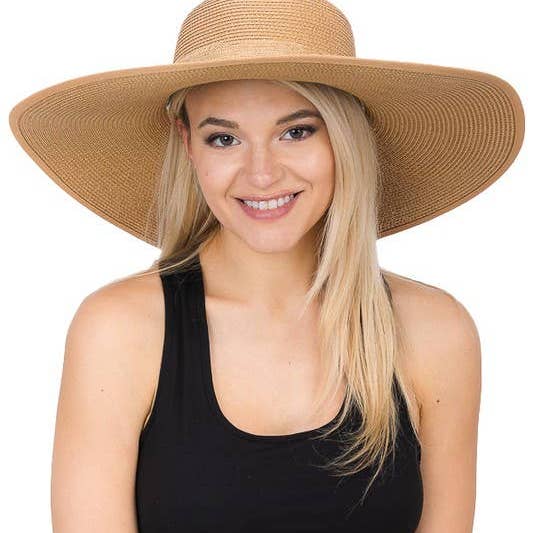 Cap Zone - Wholesale Straw Hat - Women's - Burlap Bow Straw Floppy Sun Hat2