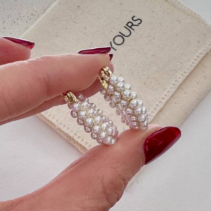 Everly Yours - Wholesale Hoop Earrings - Aurelia 14K Gold Pearl Hoops4