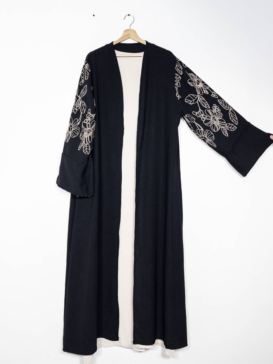 IDEAL OUTFIT – wholesale Top & skirt set – Women's – 2-piece set floral embroidery kimono abaya ref:en2511jazz1