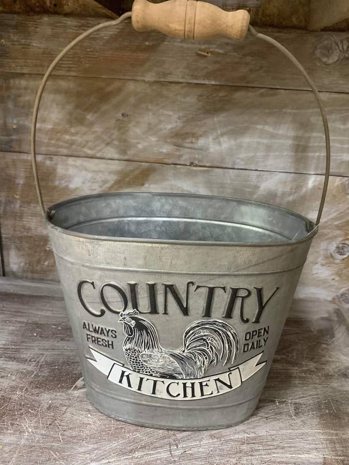 Country Kitchen Pail 9x6x8in for wholesale by Wholesale Home Decor