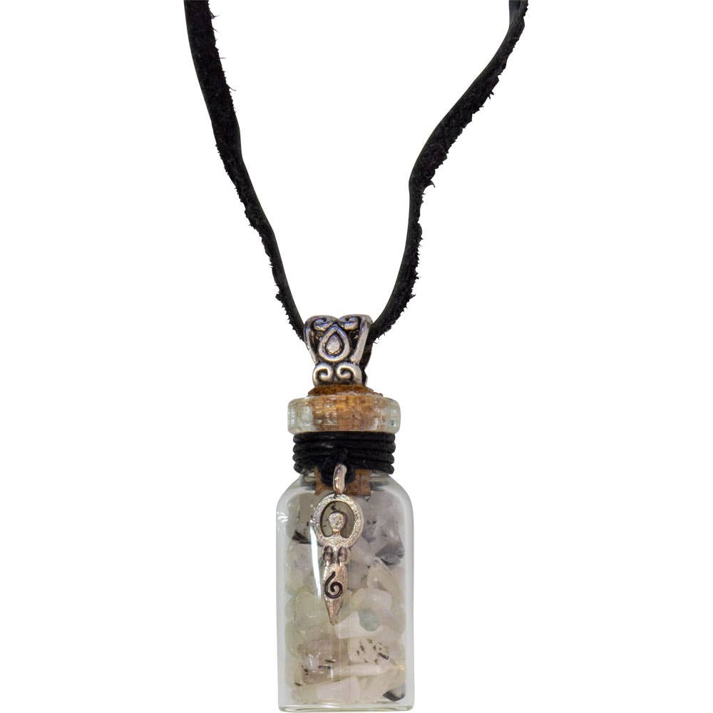Kheops International - Vendita all'ingrosso Collana con ciondolo/pendaglio - Collana con bottiglia di pietre arcobaleno e ciondolo Dea1