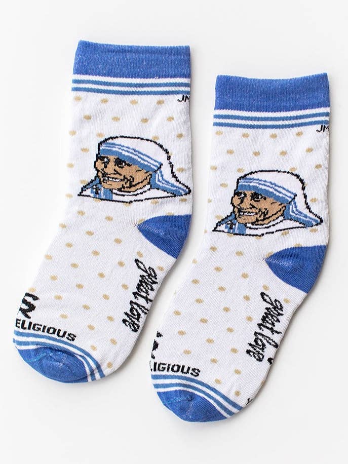 St. Teresa of Calcutta Kids Socks for wholesale by Sock Religious
