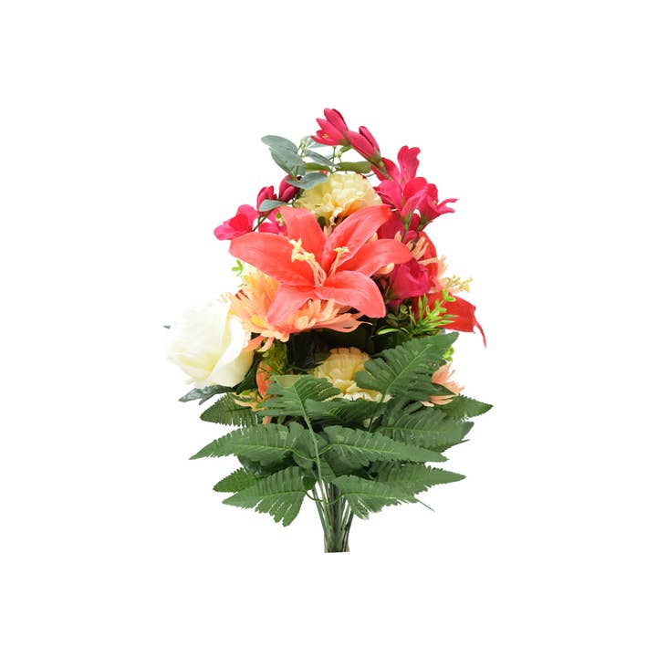 25" Zinnia, Nellike, Gladiolus & Lilje Busk, Sommermix for engroshandel hos Tremont Floral Supplies