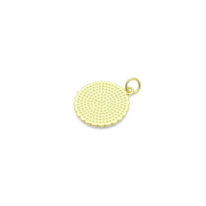 BestBeads&Beyond - Wholesale Individual Charm/Pendant - White Enamel Flower On Round Gold Charm Pendant, Sku#LX8022