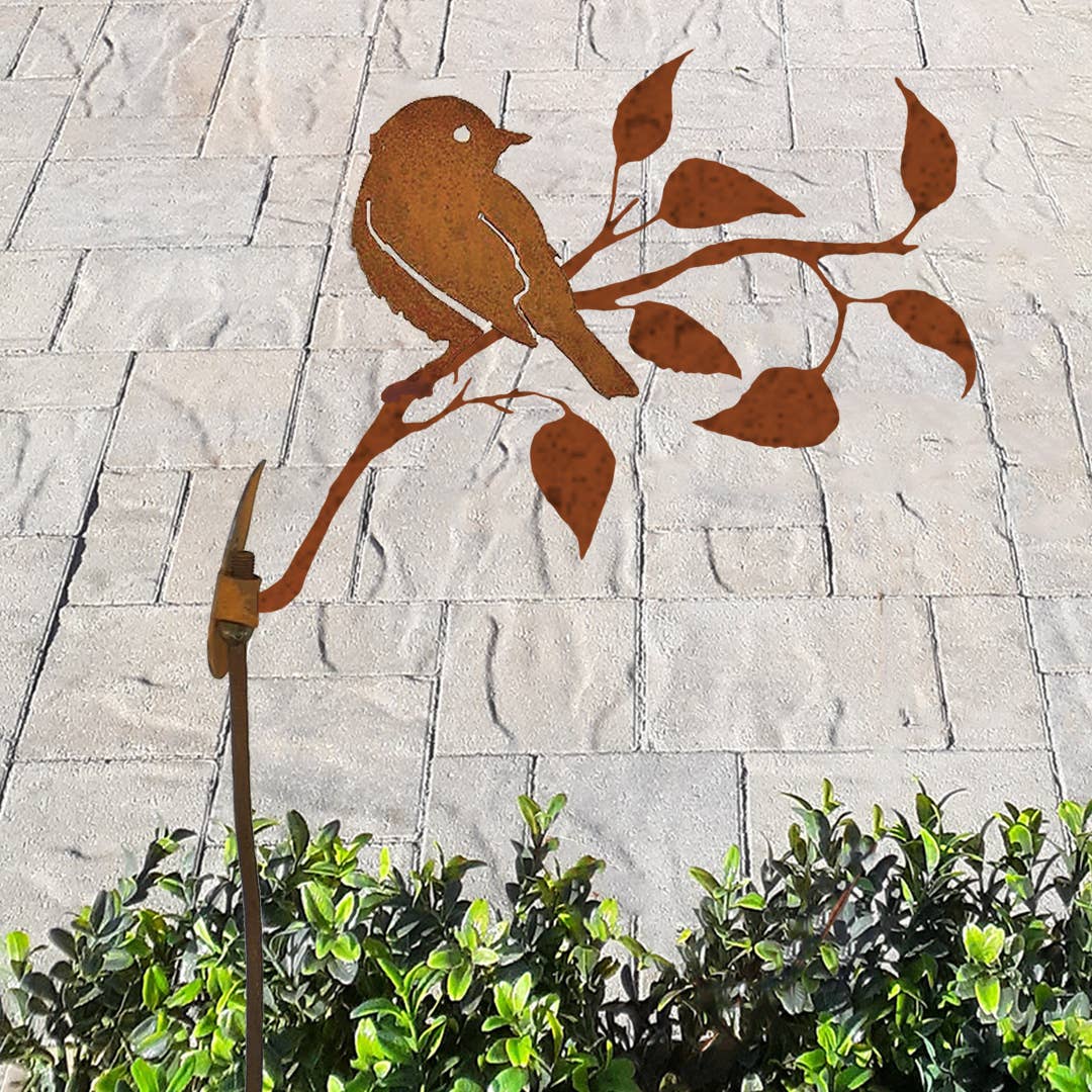 California Home & Garden - Vente Piquets de jardin/pelouse - Rust Lonely Bluebird sur branche Art de jardin avec piquet1