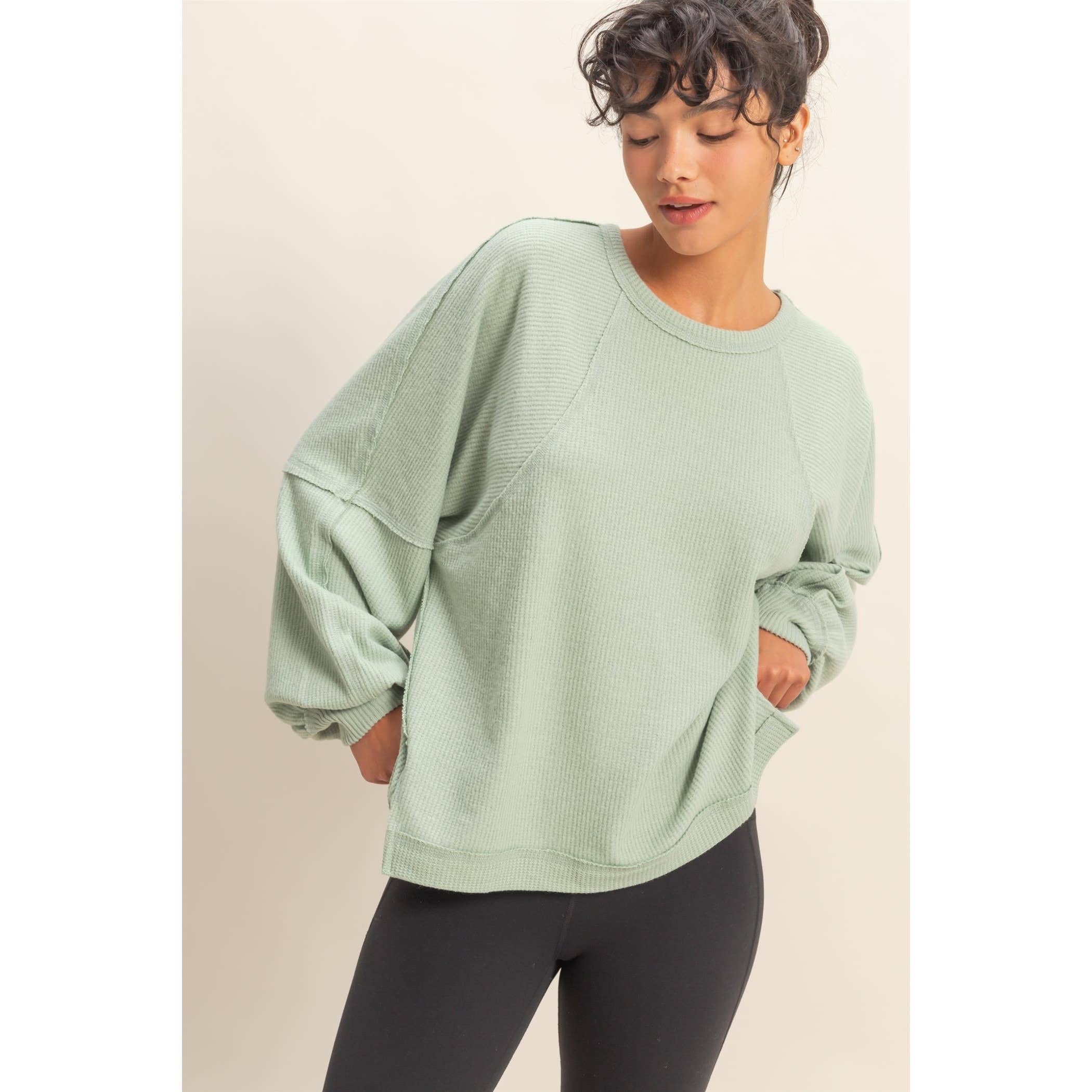 HYFVE - Vente Haut en maille – femme - Haut décontracté à manches longues en maille gaufrée brossée2