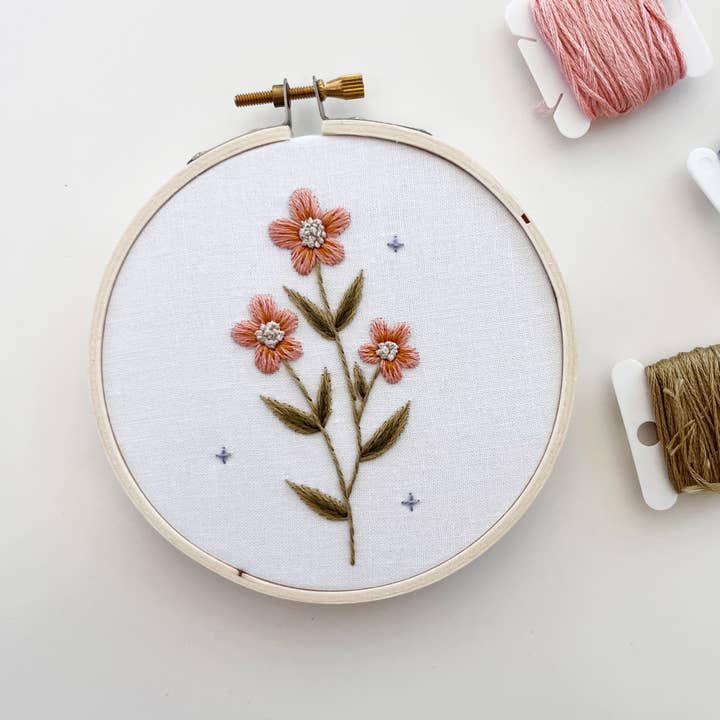 Pink Floral Embroidery Kit for wholesale by Urbann Nest