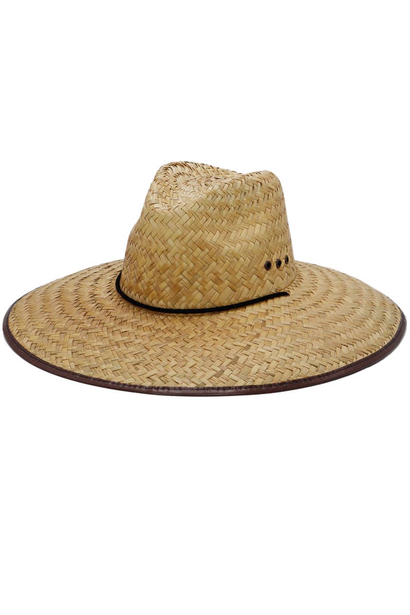 Cap Zone – Engroshandel Stråhat – unisex – Tycoon Eyelet Vegansk Læder Strå Livredderhat11