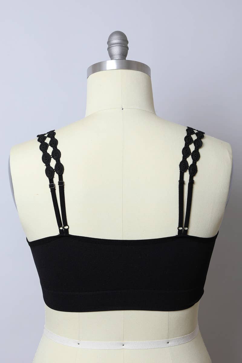Leto Accessories - Wholesale Bralette - Women's - Boho Eye Lace Applique Bralette Plus Size13