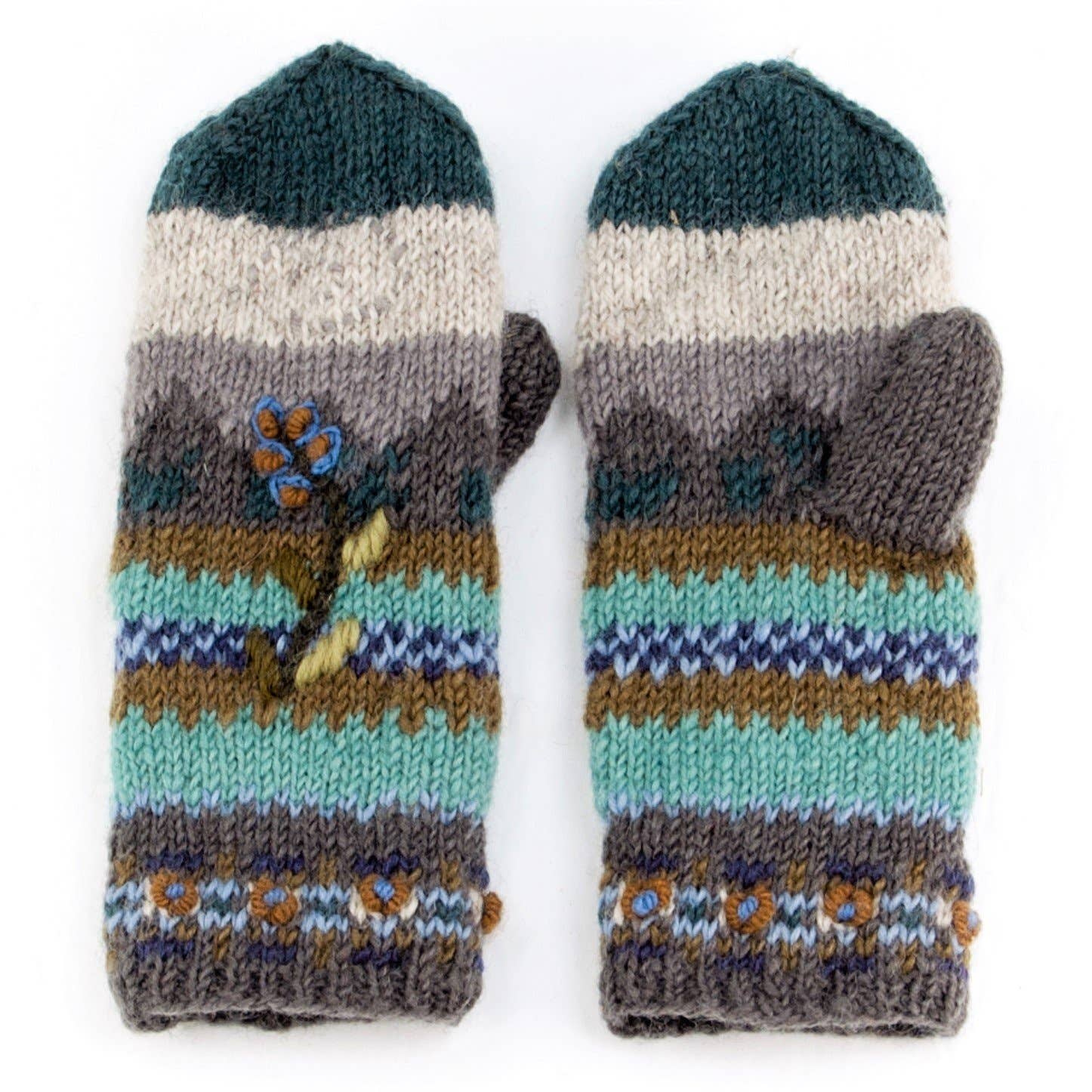 Lost Horizons Canada - Wholesale Mittens - Women's - Chloe Wool Mittens – Embroidered Floral Design4