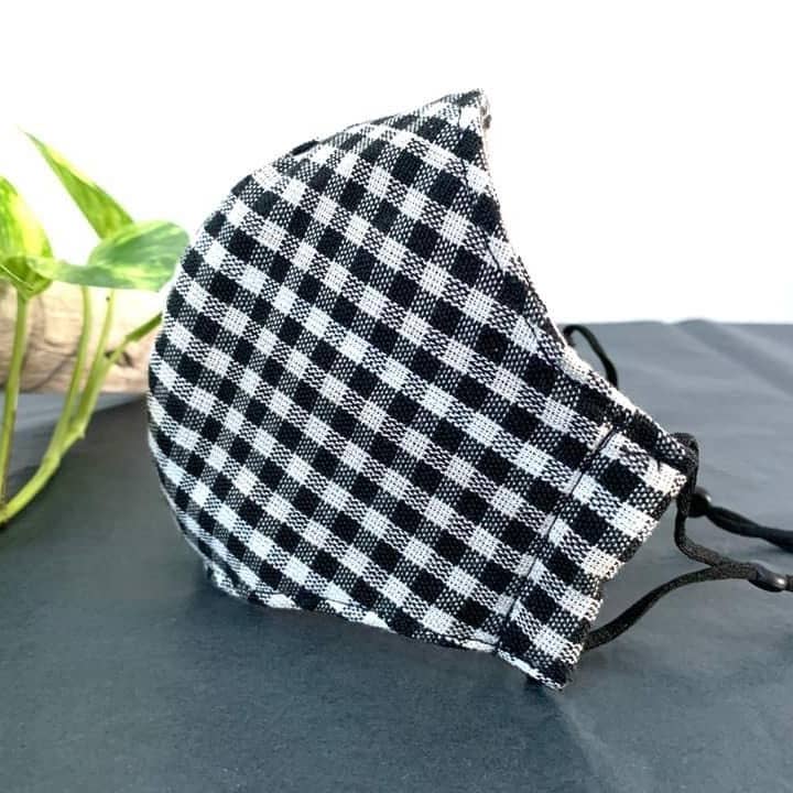Gingham Cotton Face Mask, Checkered Face Mask, Handwoven Cotton, Adjustable Ear loops, 3 Layers Face Mask, Adult Face Mask, Unisex Face Mask for wholesale by Sophie Silks