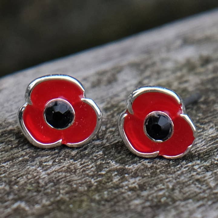 Ohrstecker mit roter Mohnblume für den Großhandel von Alexander Thurlow & Co Ltd