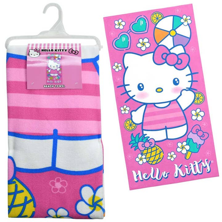 Deluxe Import Trading - Wholesale Beach Towel - 30" X 60" Microfiber Beach Towel Hello Kitty - Vacay Kitty