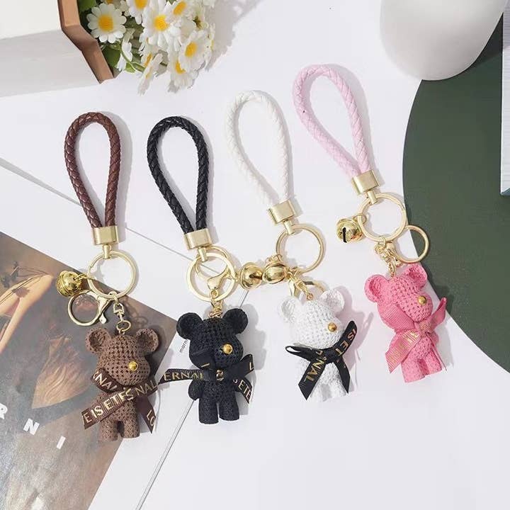 UZ Wholesale Store - Wholesale Keychain - Women's - Knitted Bear Keychain Bag Charm - Adorable and Stylish5