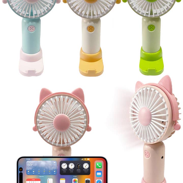 Cap Zone - Wholesale Handheld electric fan - Kitty Cat Ear Rotatable Electric Fan with Dock0