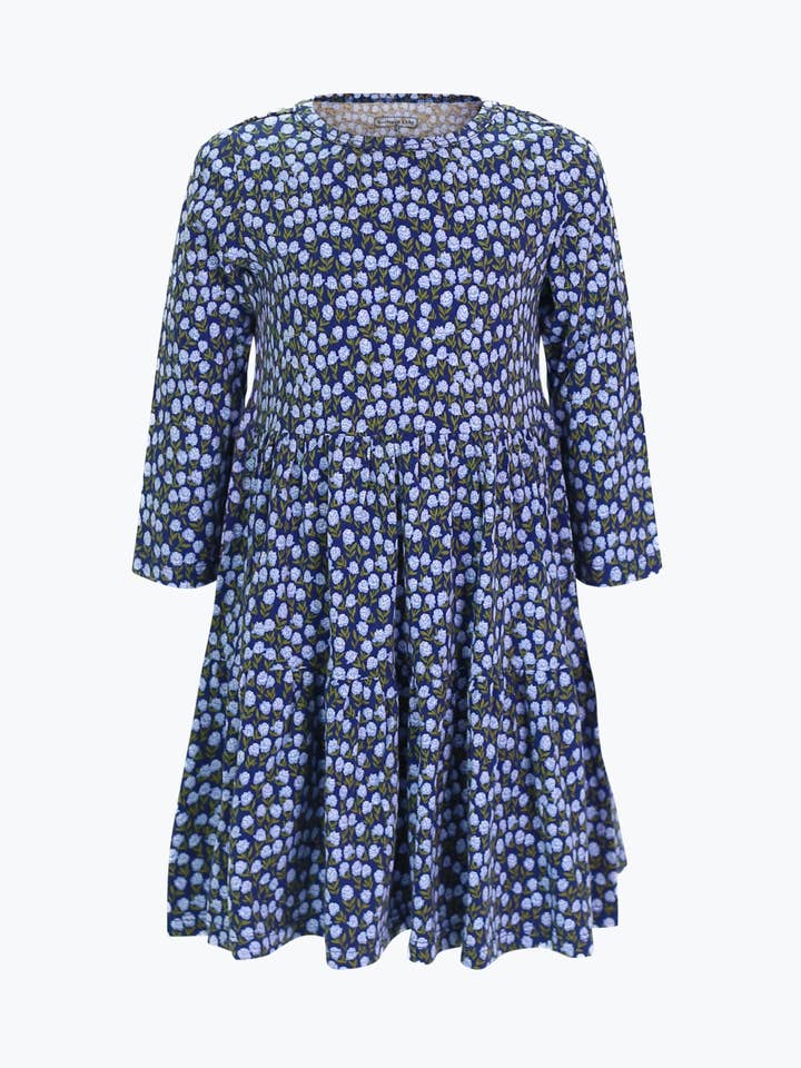 Ashton-jurk voor meisjes in blauwe Wildflower voor wholesale door Duffield Lane
