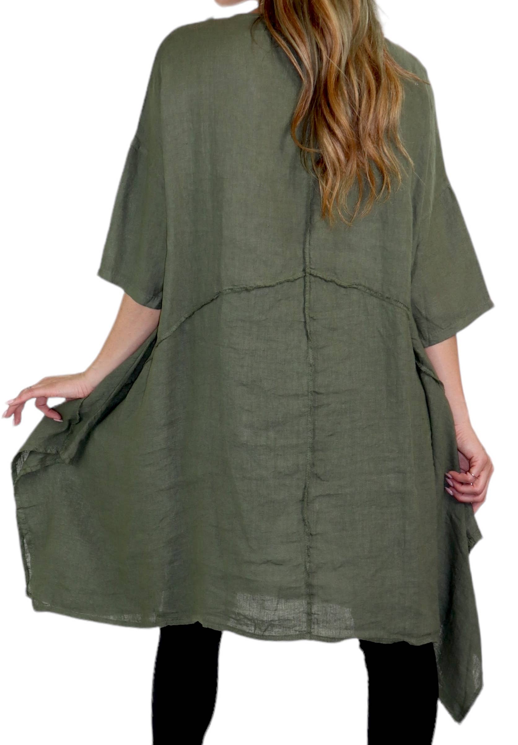 LINEN AND GAUZE - Wholesale Tunic - Women's - Asymmetrical and chic One size Premium washed Linen Tunic8