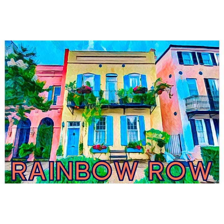Charleston Rainbow Row Sticker for wholesale by PNW Departure