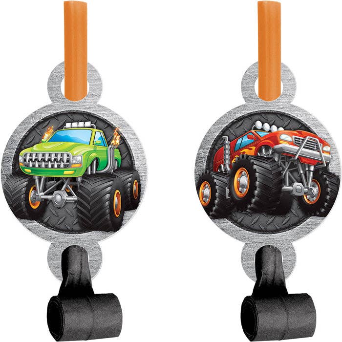 Bulk Party Decor - Wholesale Party Favor - Monster Truck Party Blowers, 8/Pkg