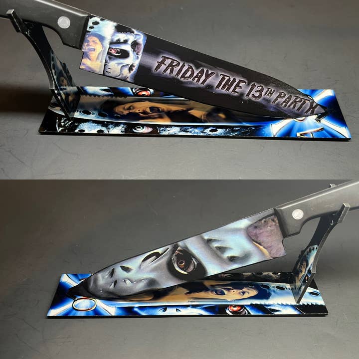 Jason X Friday the 13th Knife With Sublimated Stand for wholesale by Dead Dave Designs