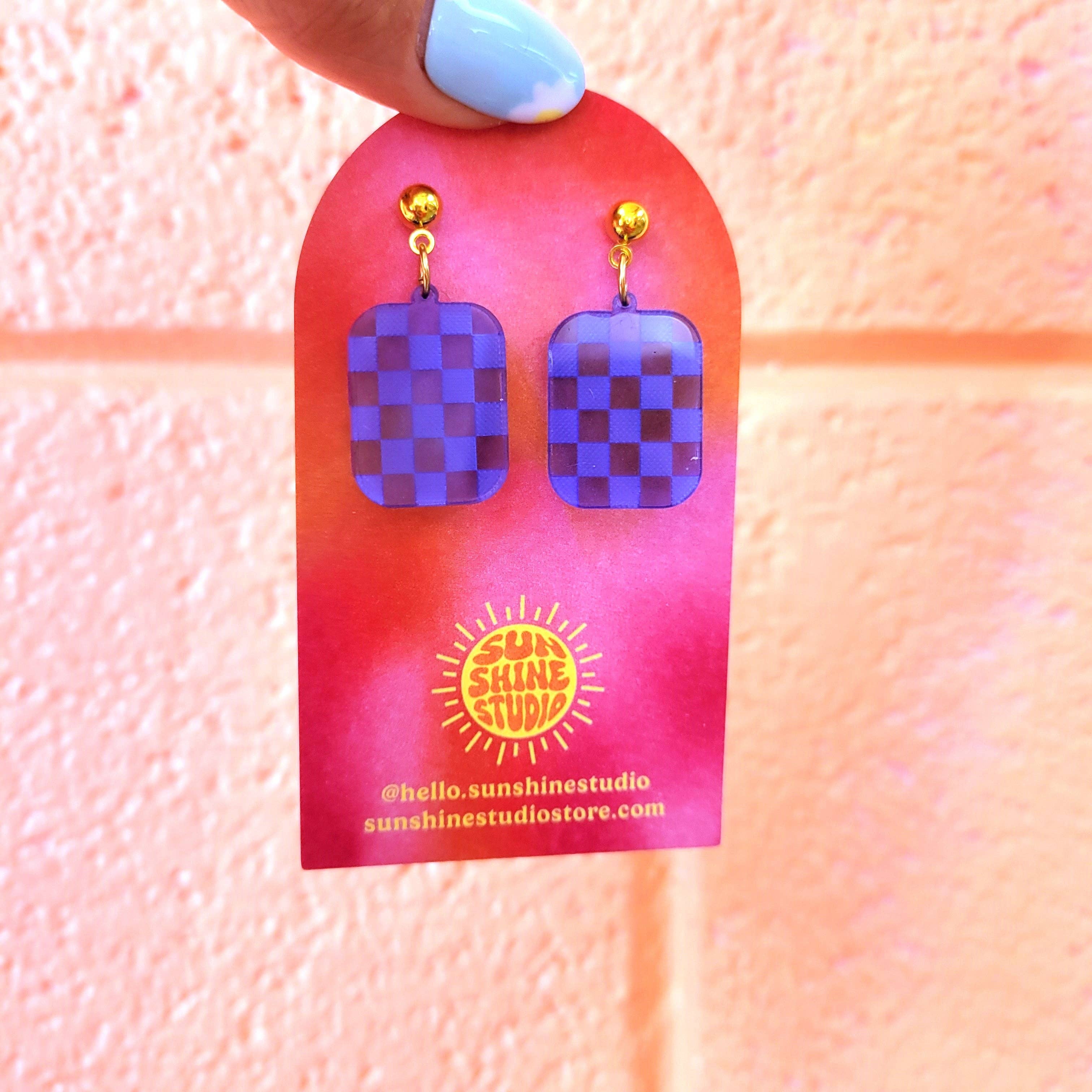 Sunshine Studio - Wholesale Dangle Earrings - Checkered Charm Simple Colorful Earrings11