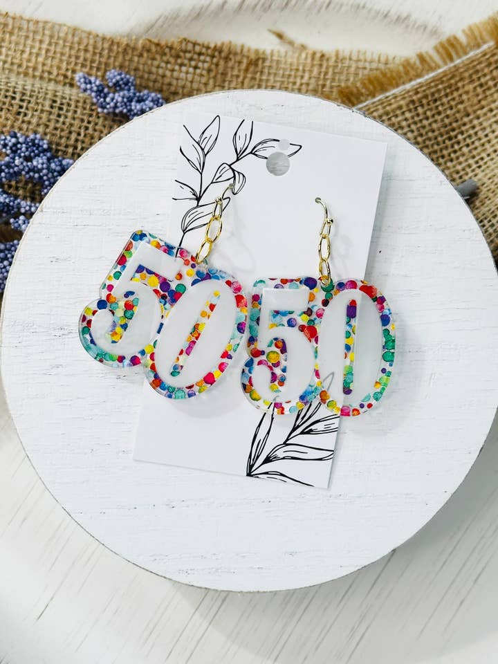 50th Birthday Gift Earrings, Birthday Gift Ideas for wholesale by Falcon Ridge Designs LLC