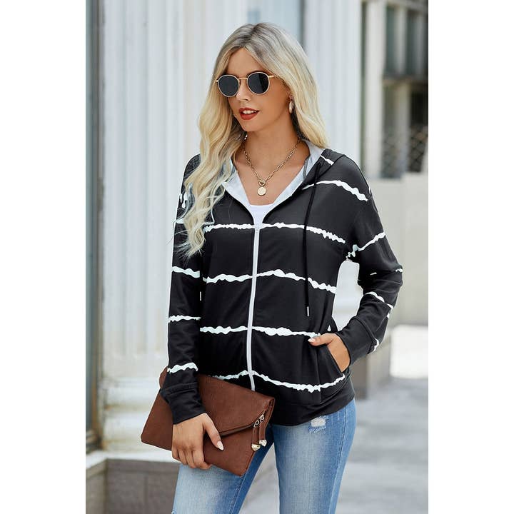Supreme Fashion - Wholesale Hoodie - Women's - Zipper Strip Long Sleeves Loose Hoodie