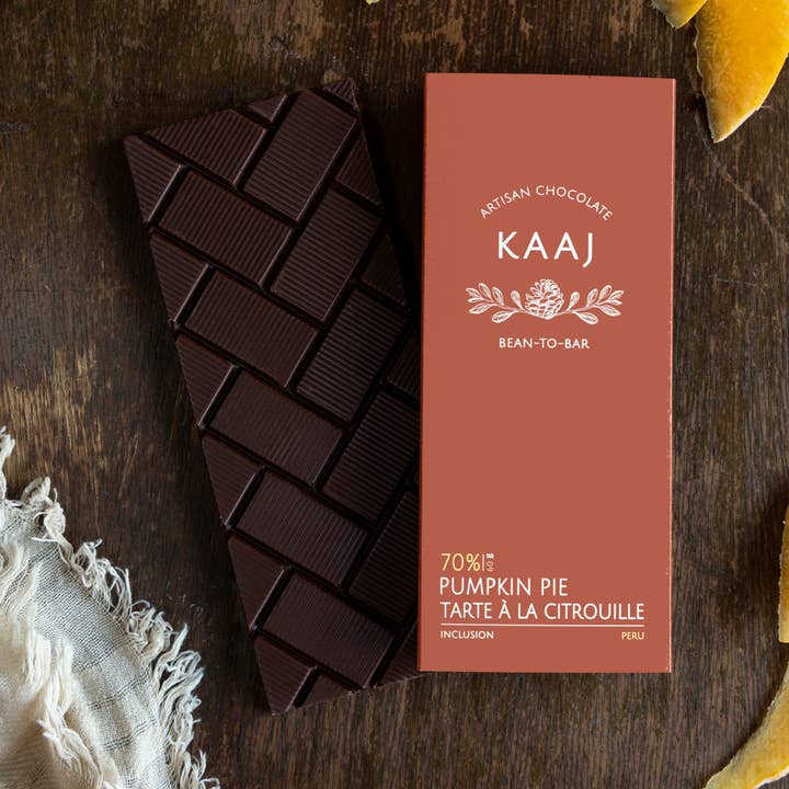 Kaaj Artisan Chocolate - Wholesale Chocolate Bar - Pumpkin Pie 70% Dark Peru0