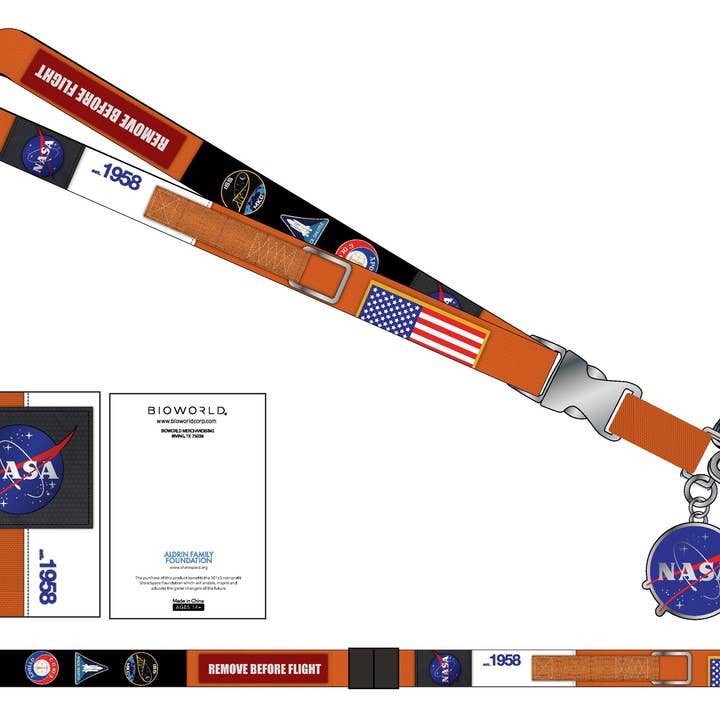Bioworld Merchandising - Wholesale Lanyard - Unisex - Orange Suit Up NASA Lanyard with NASA Logo Keychain0