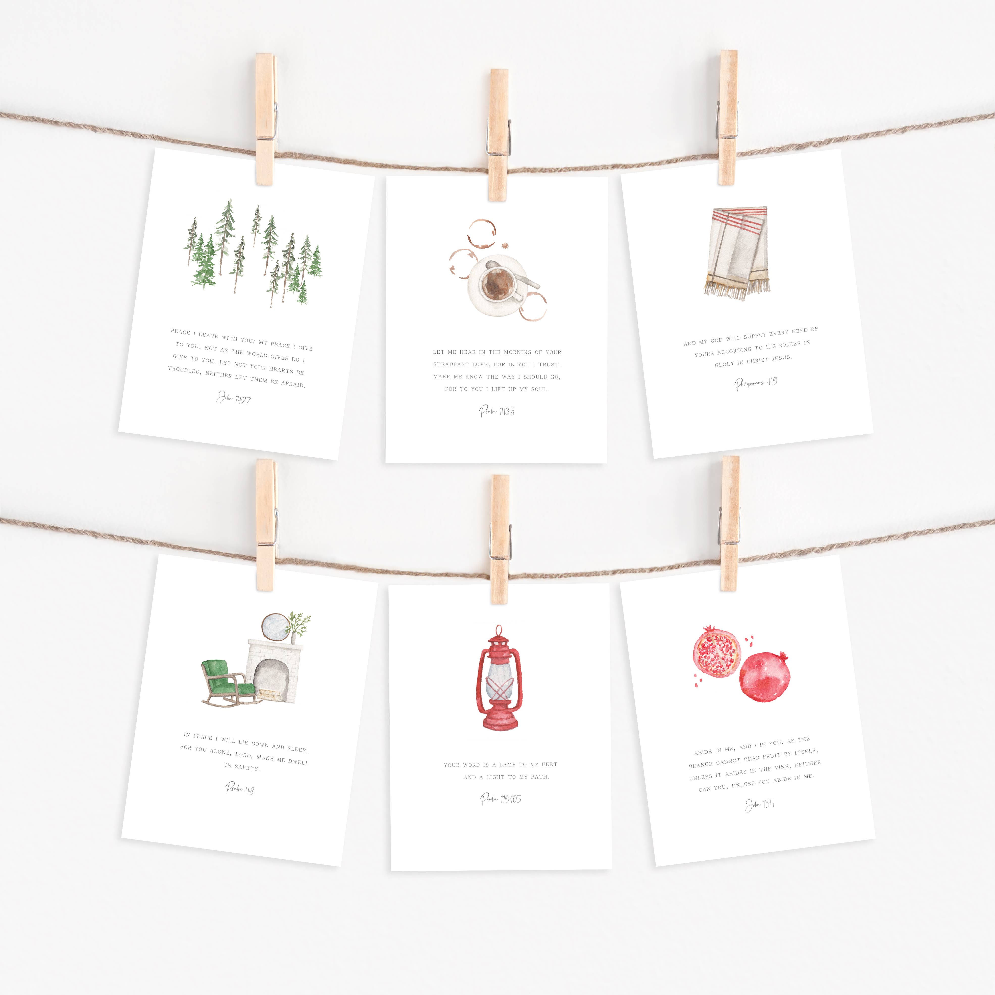 Me and Mary Shop - Wholesale Stationery/Notecard Set - Watercolor Bible Scripture Cards – WINTER2