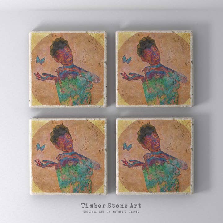 Relax1_23 - Set Of 4 Natural Stone Coasters for wholesale by Timber Stone Art