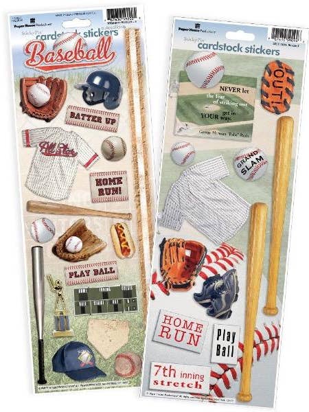 Baseball Cardstock Sticker 2pk for wholesale by Paper House Productions