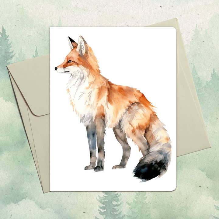 Handmade fox greeting card for wholesale by Soul Familiar