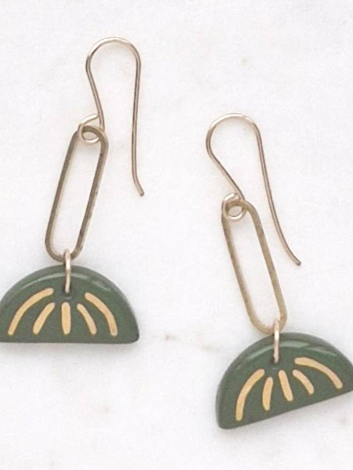 Bella Porcelain Earrings with Brass Charms and Gold Detail for wholesale by Little Lovers