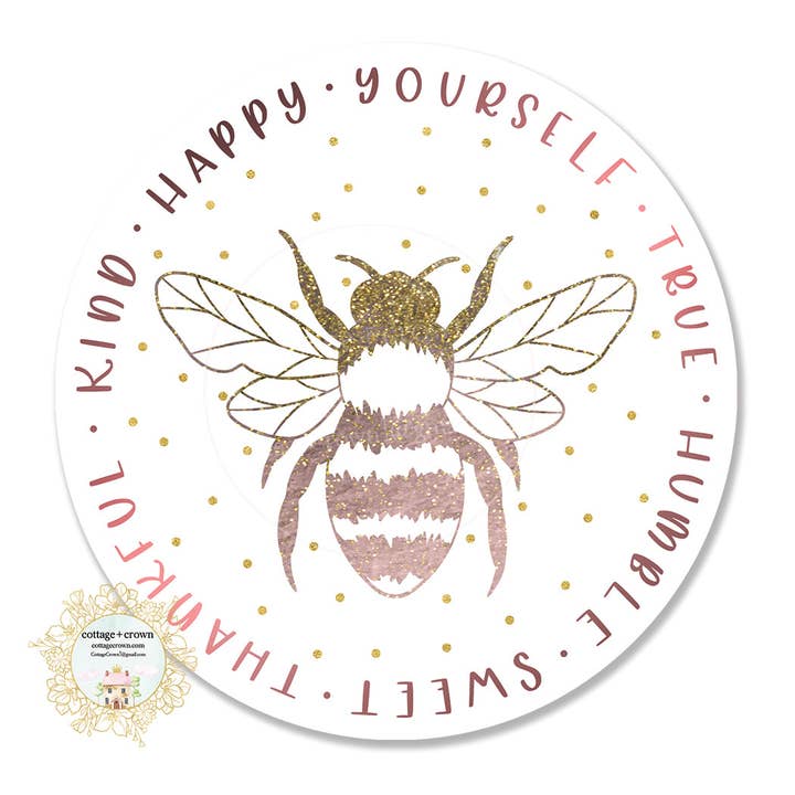 cottage + crown - Wholesale Sticker - Bee Happy - Vinyl Decal Sticker