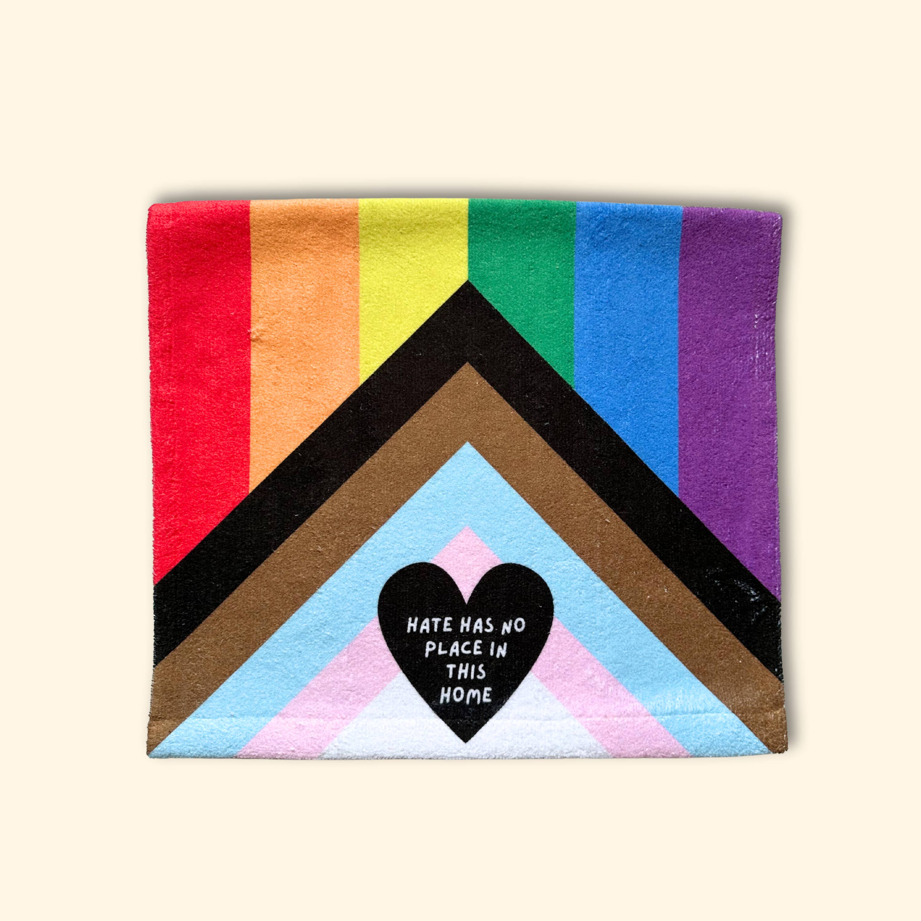 White base Hate Has No Place in This Home Hand Towel for wholesale on Faire