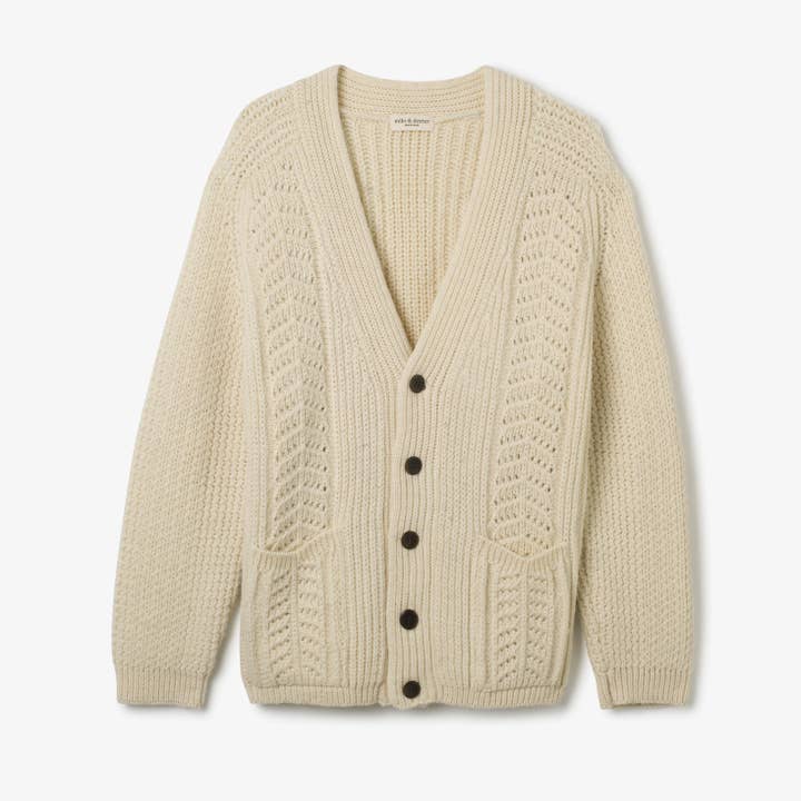 HAND KNIT WOOL CLASSIC CARDIGAN for wholesale by Milo & Dexter
