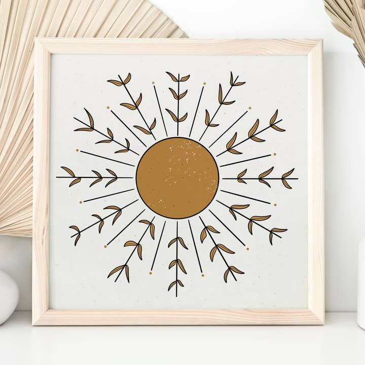 Boho Print, Boho Wall Art, Sun Print, Sun Wall Art, Warm Art for wholesale by Sun in Ink