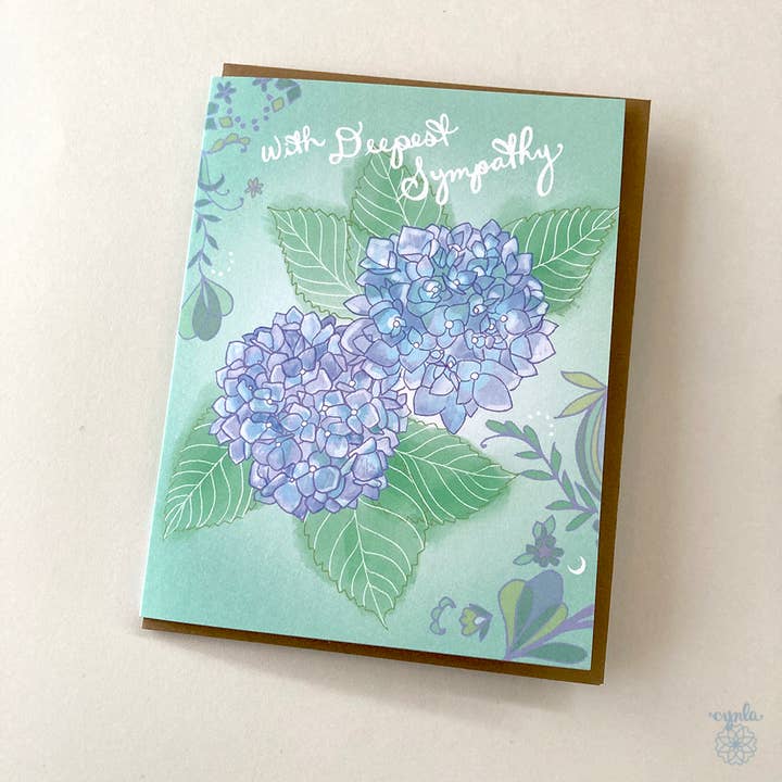 Hydrangea Sympathy card - deepest sympathy greeting cards for wholesale by Cynla