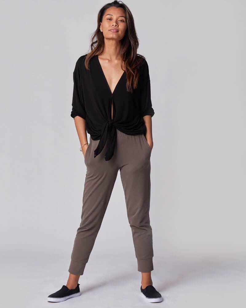 Nursing & Maternity Everywhere Long-Sleeve Wrap Blouse - Black for wholesale on Faire7