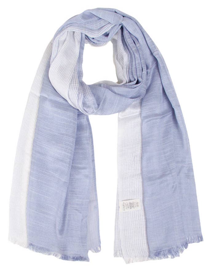 Two Tone Stripe Textured Oblong Scarf for wholesale by Hana