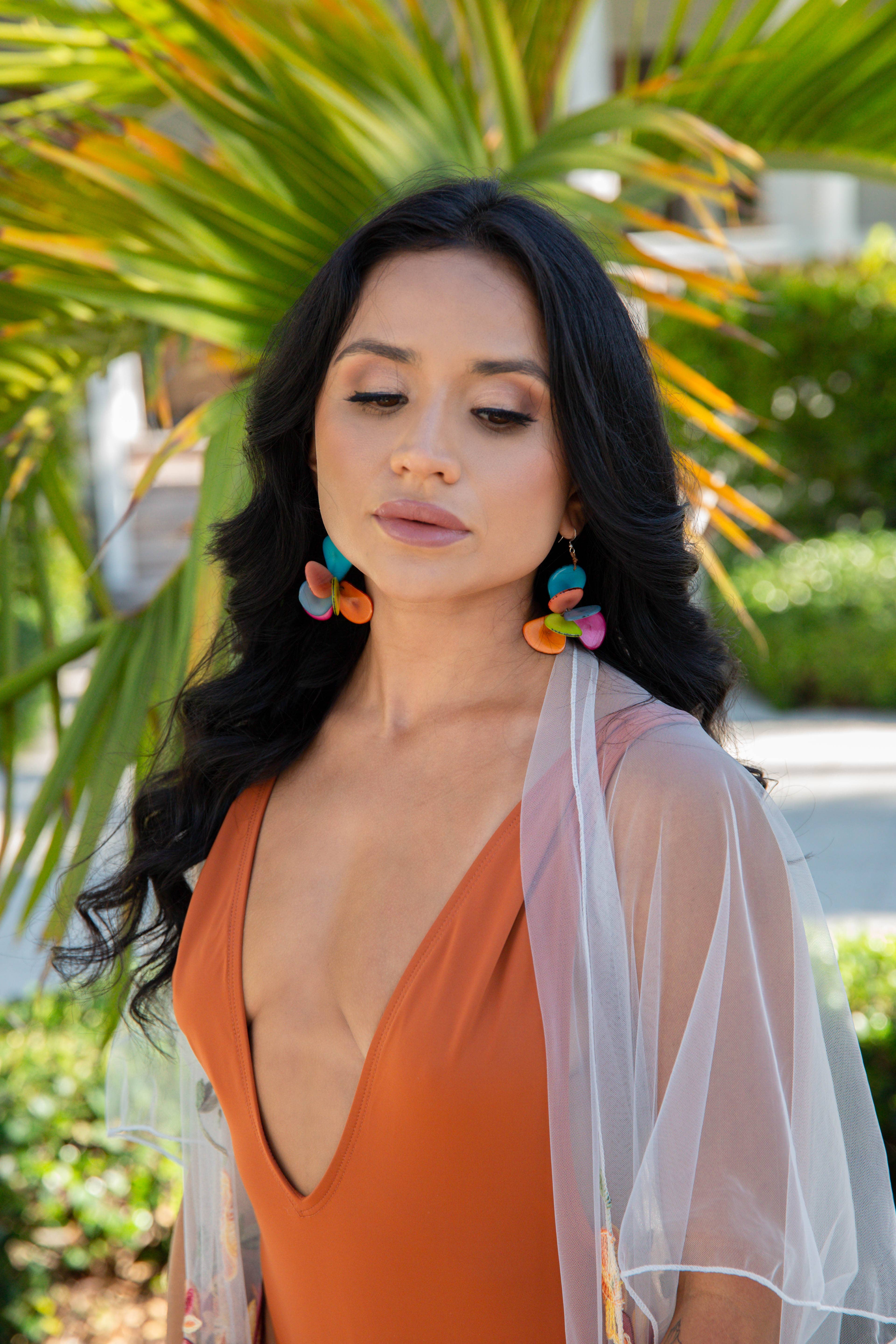 Organic Tagua Jewelry - Vente Boucles d'oreilles pendantes - Boucles d'oreilles Florence2