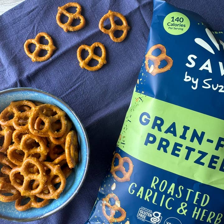 Savor by Suzie - Wholesale Pretzels - Roasted Garlic & Herb Grain Free Pretzels 5oz4