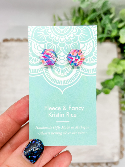 Fleece & Fancy - Wholesale Stud/Post Earrings - Laser Cut Preppy Floral Stud Earrings1