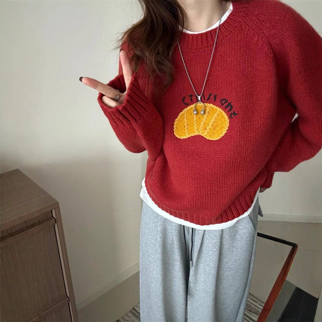 Marayn - Wholesale Knit Sweater - Women's - Cute Korean Style Cartoon Letter Knit Sweater33