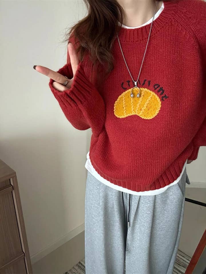 Marayn - Wholesale Knitted jumper – Women′s - Cute Korean Style Cartoon Letter Knit Sweater33