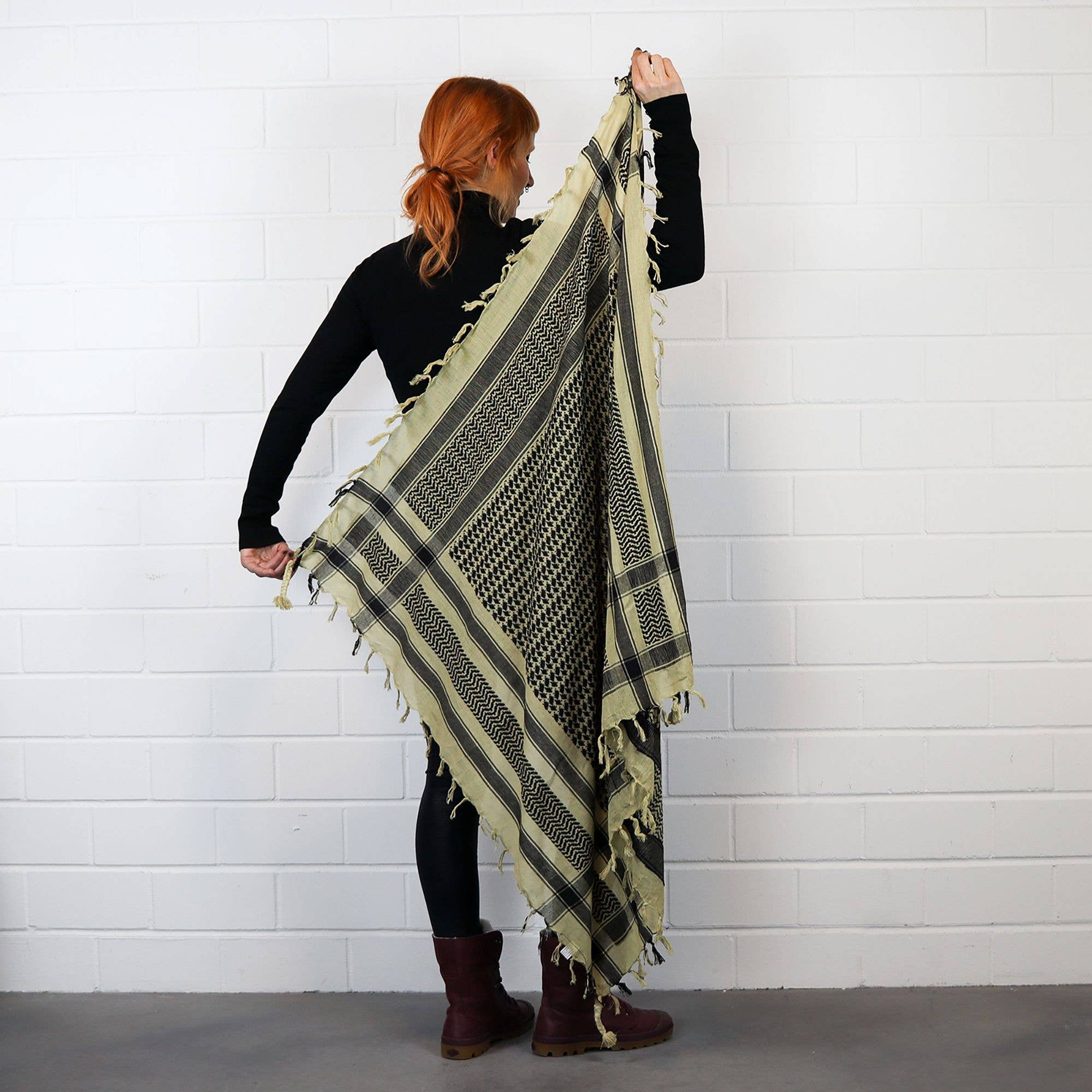 Tribal Trade GmbH – wholesale Halsduk - Unisex – Palituch - Beige - Svart - Kufiya PLO handduk8